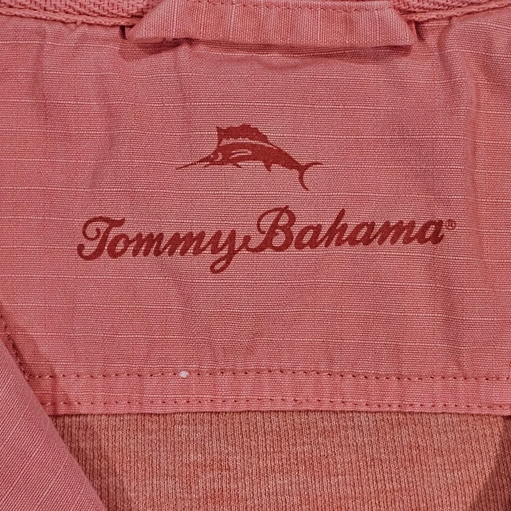 Tommy Bahama Mens XXL Coral Pink Quarter Zip Pullover Sweatshirt Casual